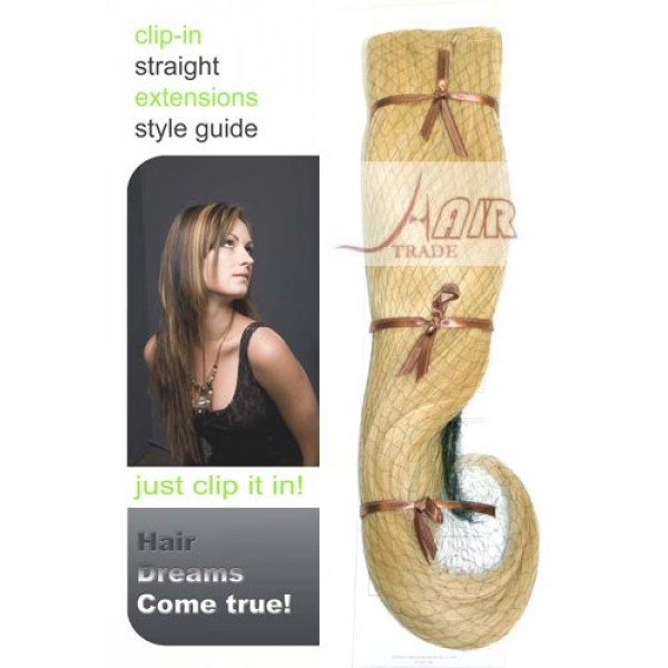 Extensii Clip-On Drept DeLuxe Blond Natural Inchis