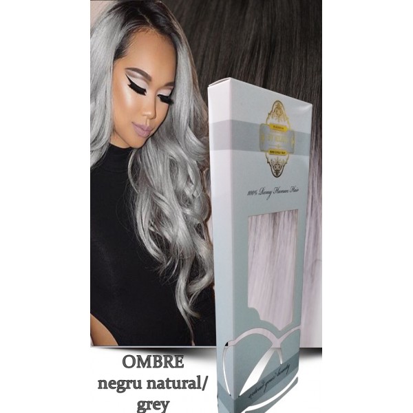 White Platinum Ombre Negru Natural Grey White Platinum Ombre Negru Natural Grey
